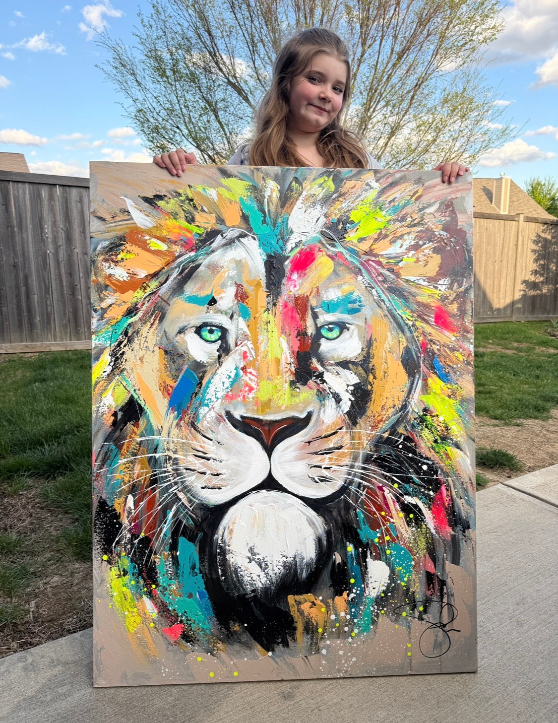 (XXL) CUSTOM Sam Glenn LION PAINTING “Be Strong and Courageous”