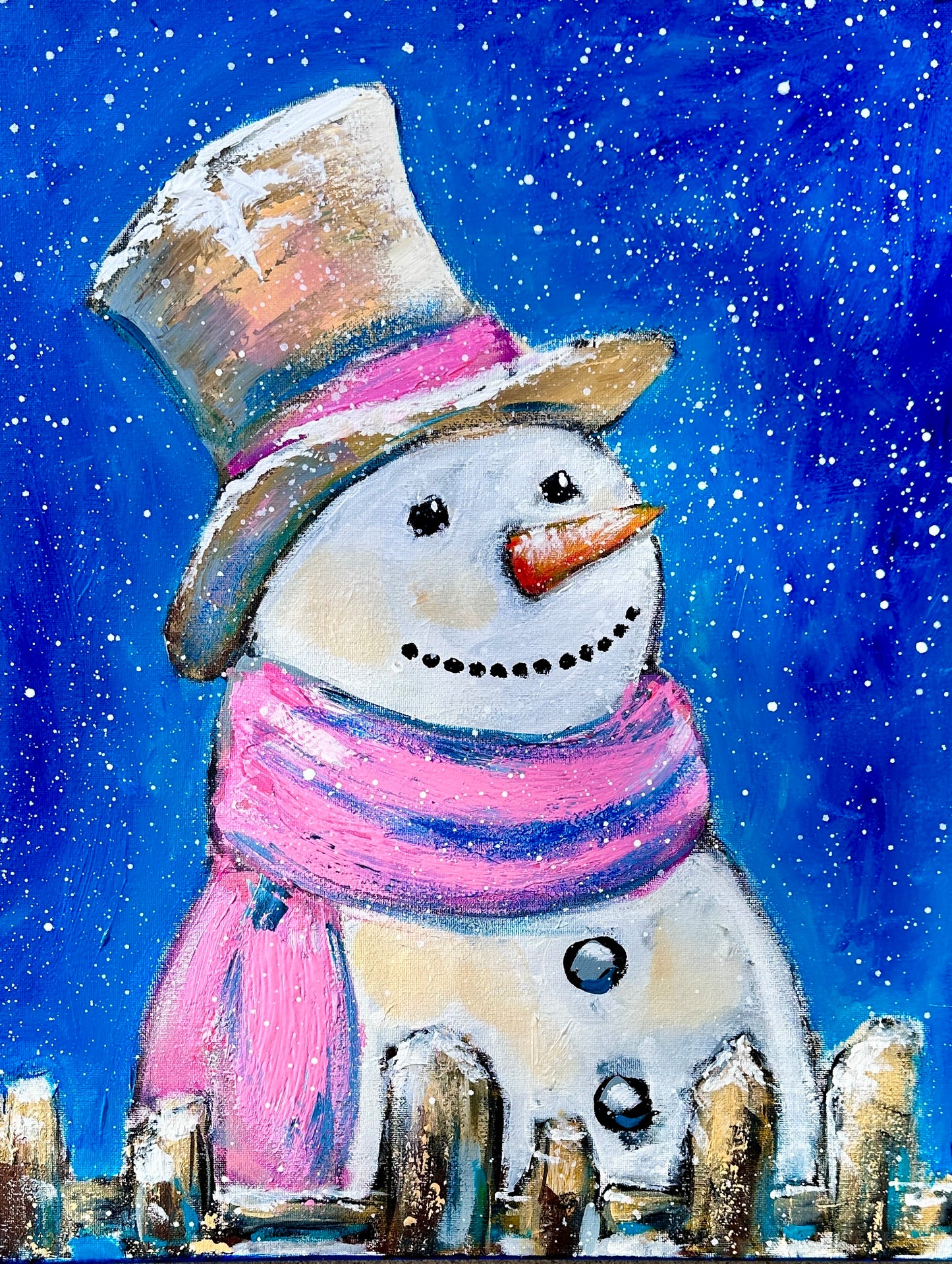 Cozy Snowman (practice original painting) 16x20