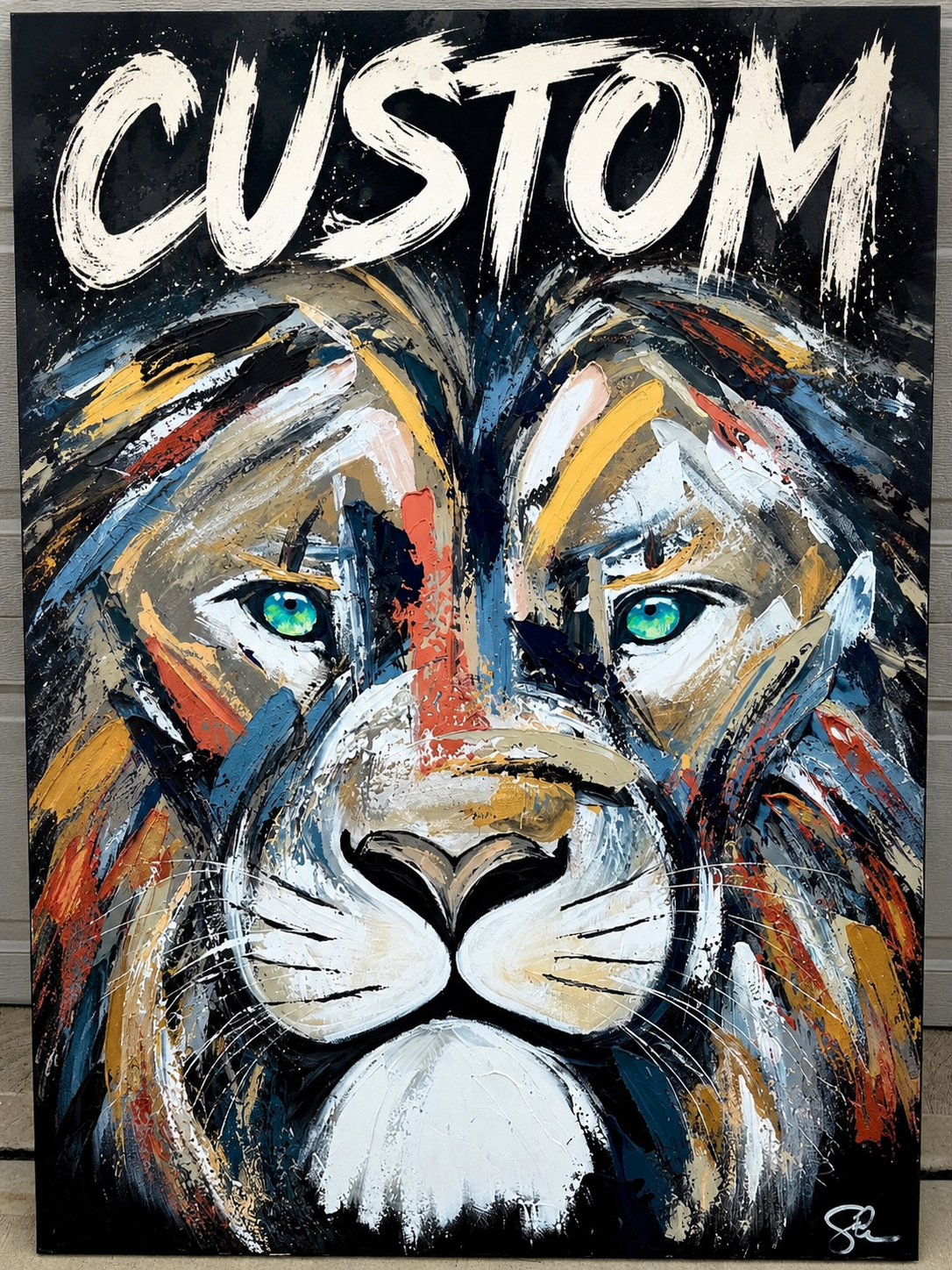 (XXL) CUSTOM Sam Glenn LION PAINTING “Be Strong and Courageous”