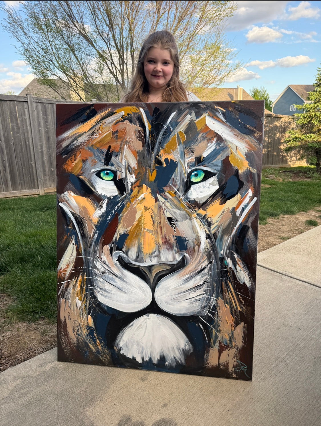 (XXL) CUSTOM Sam Glenn LION PAINTING “Be Strong and Courageous”