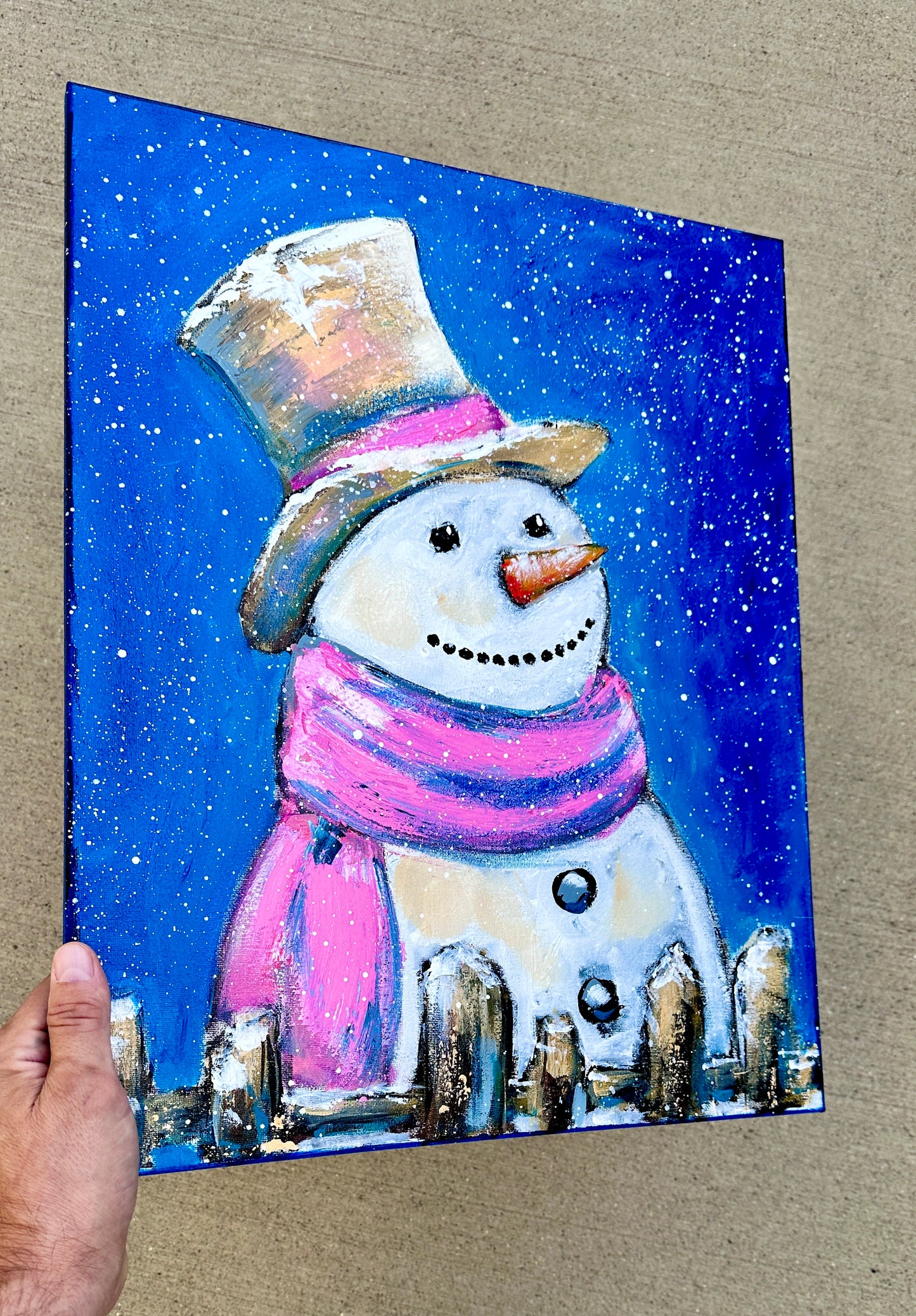 Cozy Snowman (practice original painting) 16x20