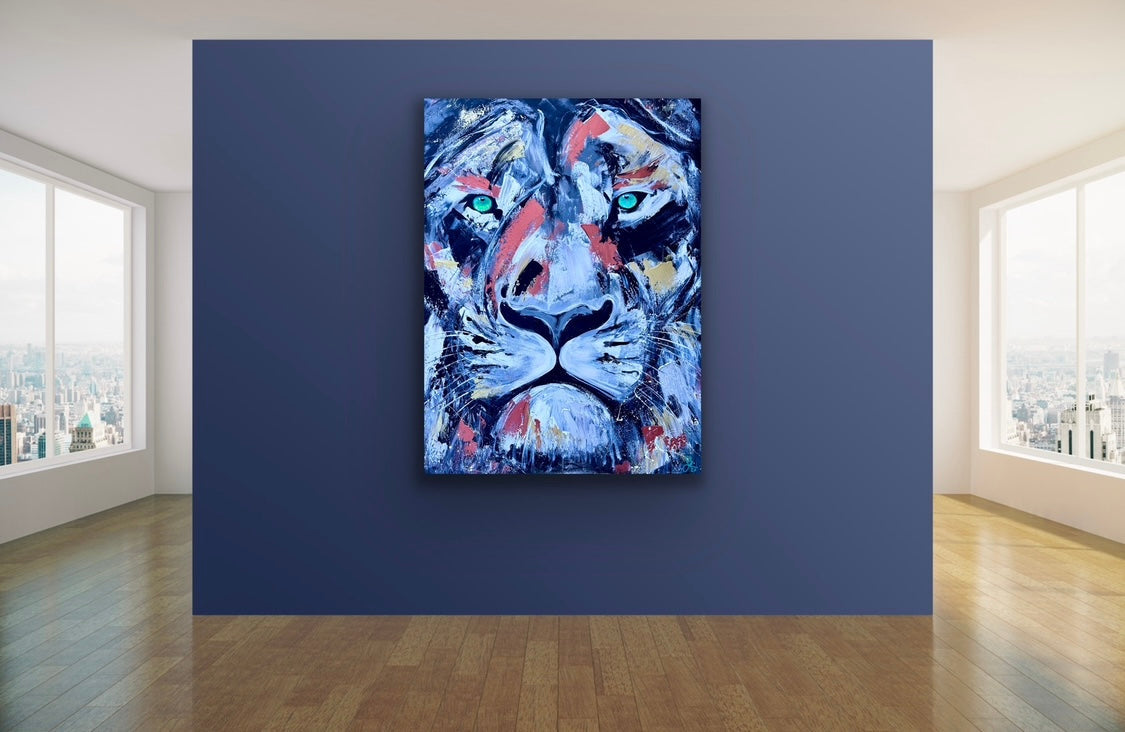 (XXL) CUSTOM Sam Glenn LION PAINTING “Be Strong and Courageous”