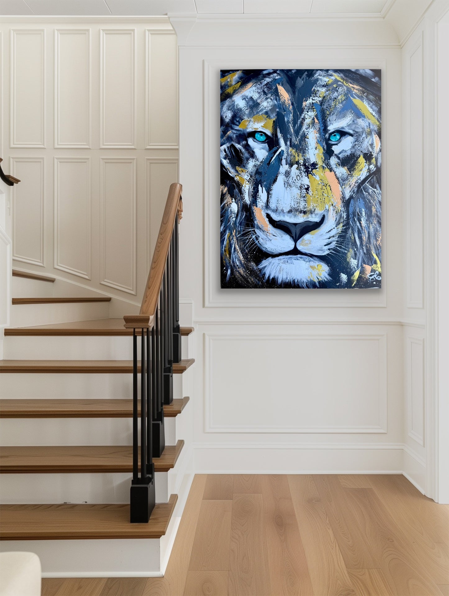 (XXL) CUSTOM Sam Glenn LION PAINTING “Be Strong and Courageous”