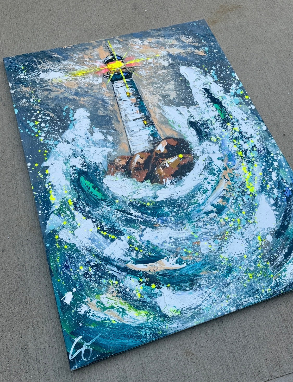 36x48 original Lighthouse “be the light to someone’s darkness” by Sam Glenn