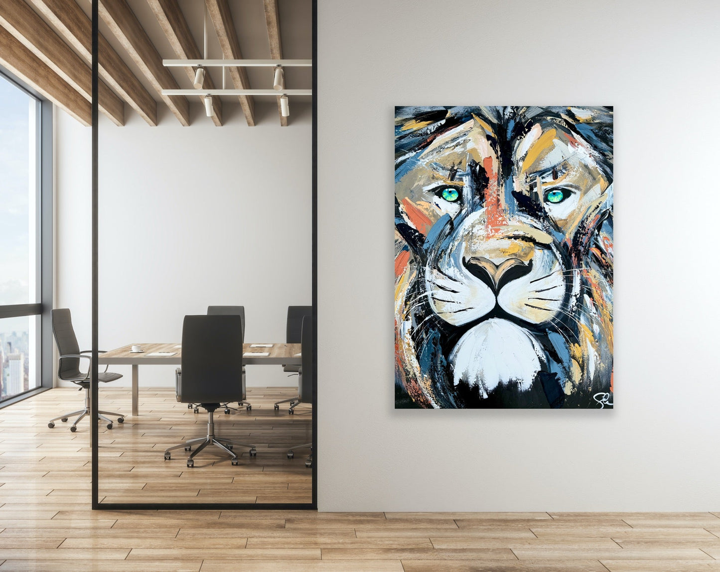 (XXL) CUSTOM Sam Glenn LION PAINTING “Be Strong and Courageous”