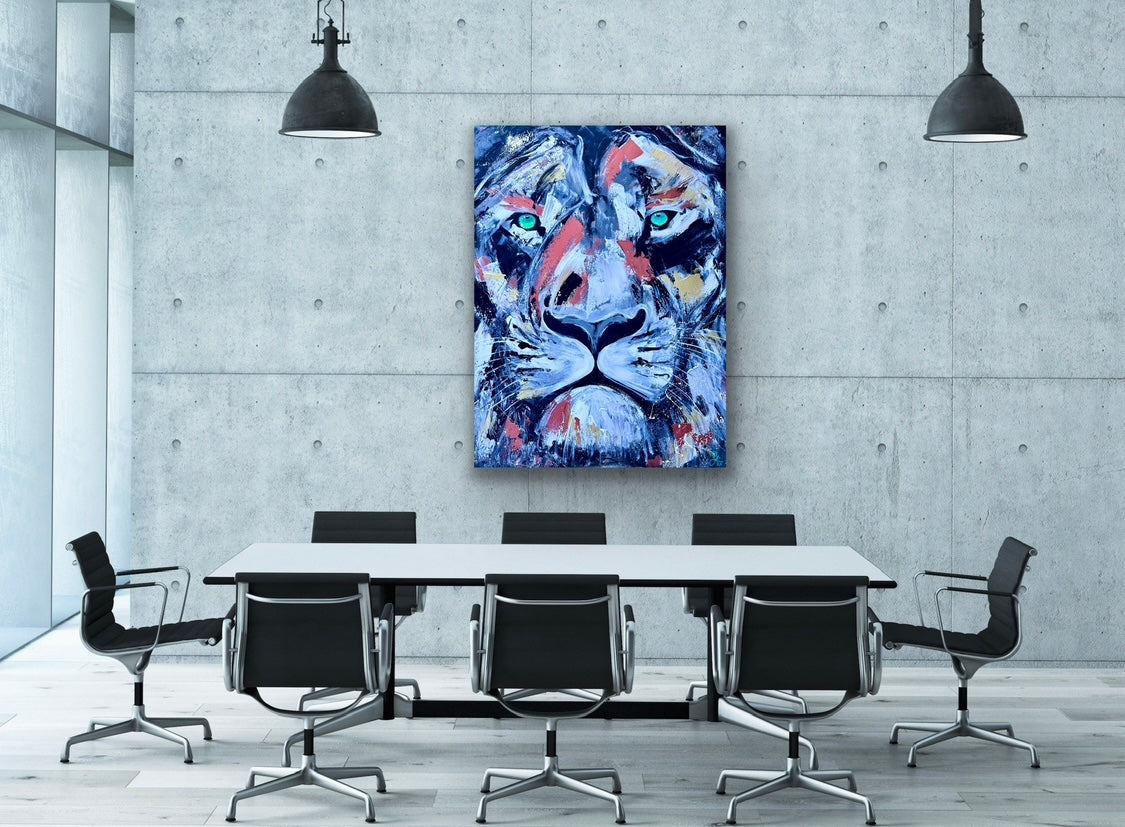 (XXL) CUSTOM Sam Glenn LION PAINTING “Be Strong and Courageous”