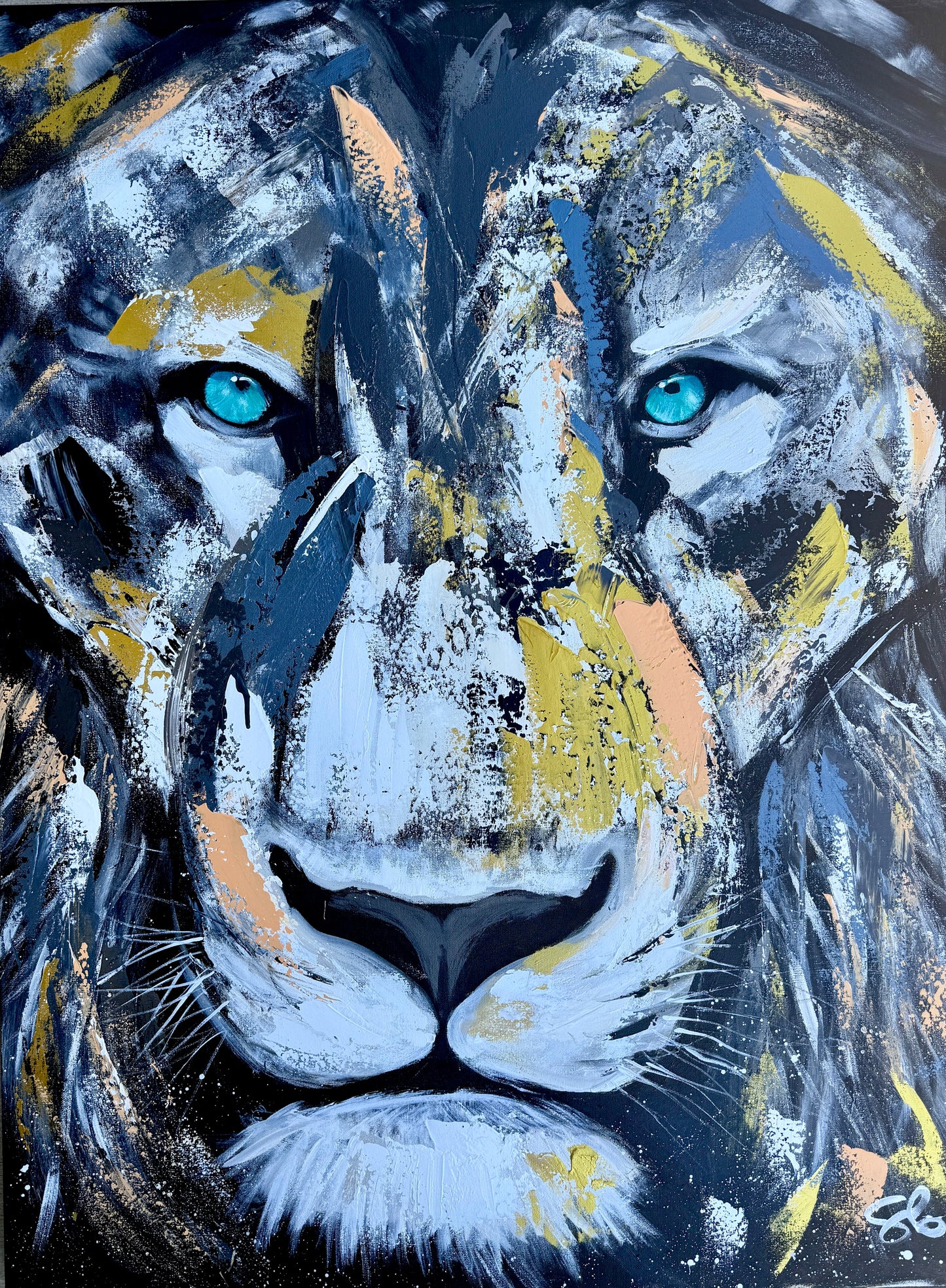 (XXL) CUSTOM Sam Glenn LION PAINTING “Be Strong and Courageous”