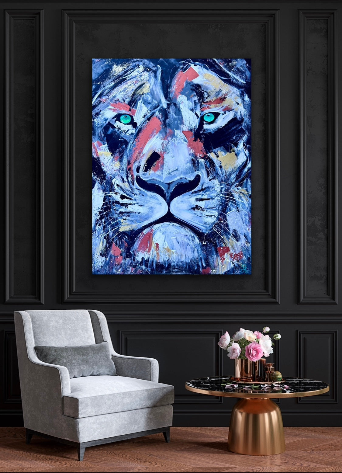 (XXL) CUSTOM Sam Glenn LION PAINTING “Be Strong and Courageous”