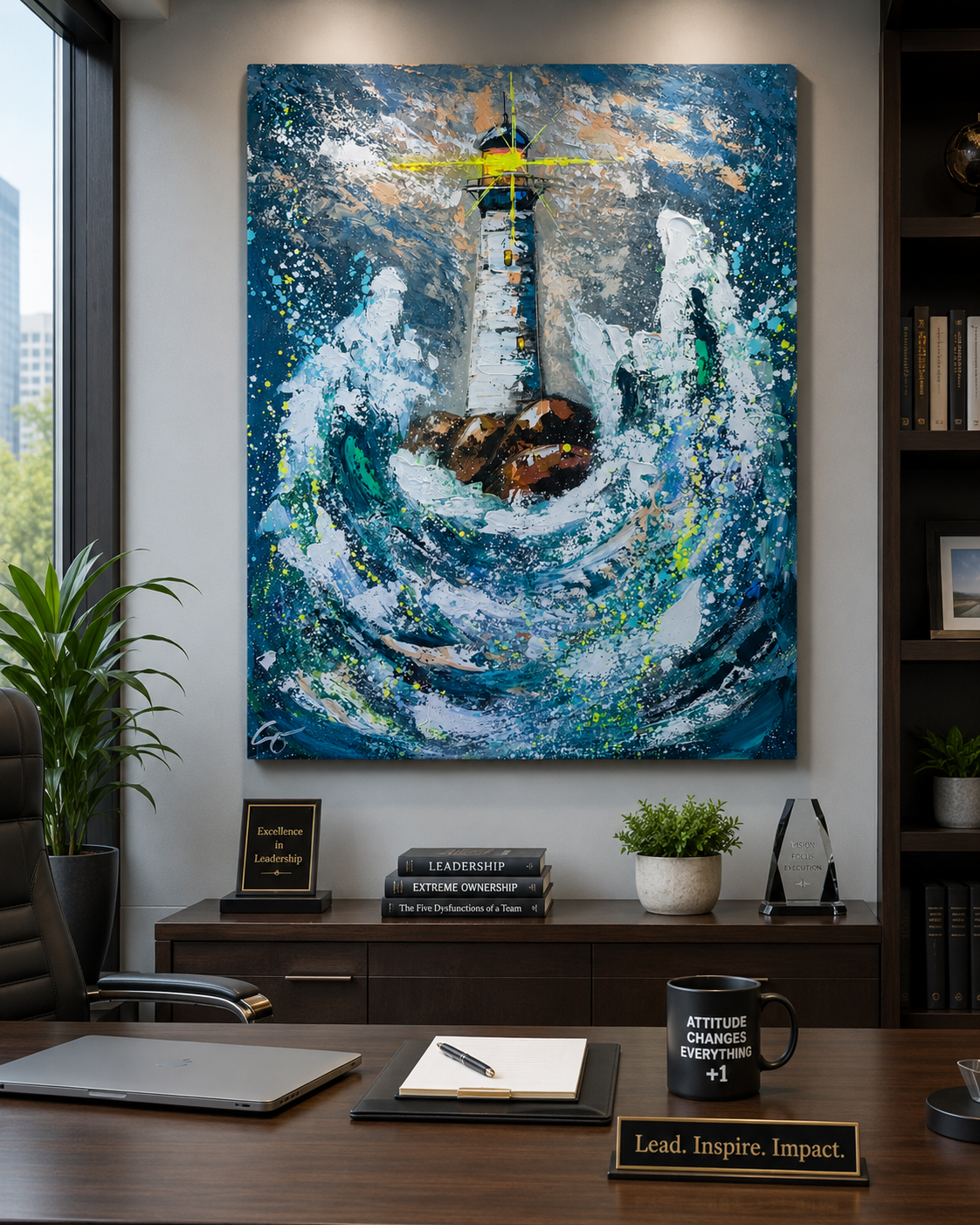 36x48 original Lighthouse “be the light to someone’s darkness” by Sam Glenn