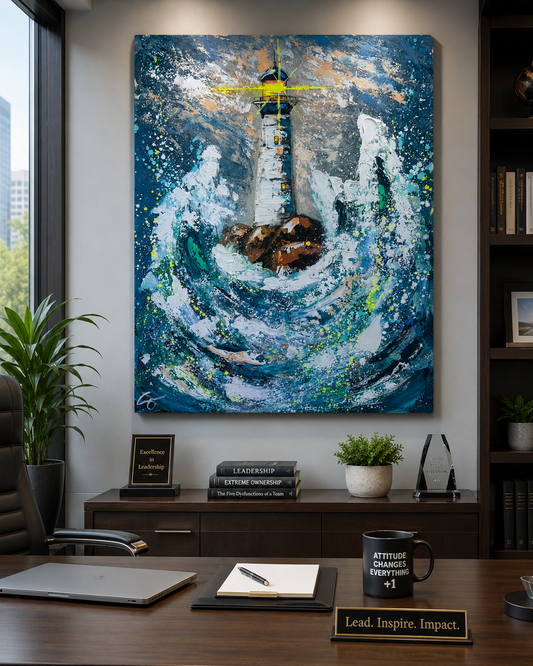 36x48 original Lighthouse “be the light to someone’s darkness” by Sam Glenn