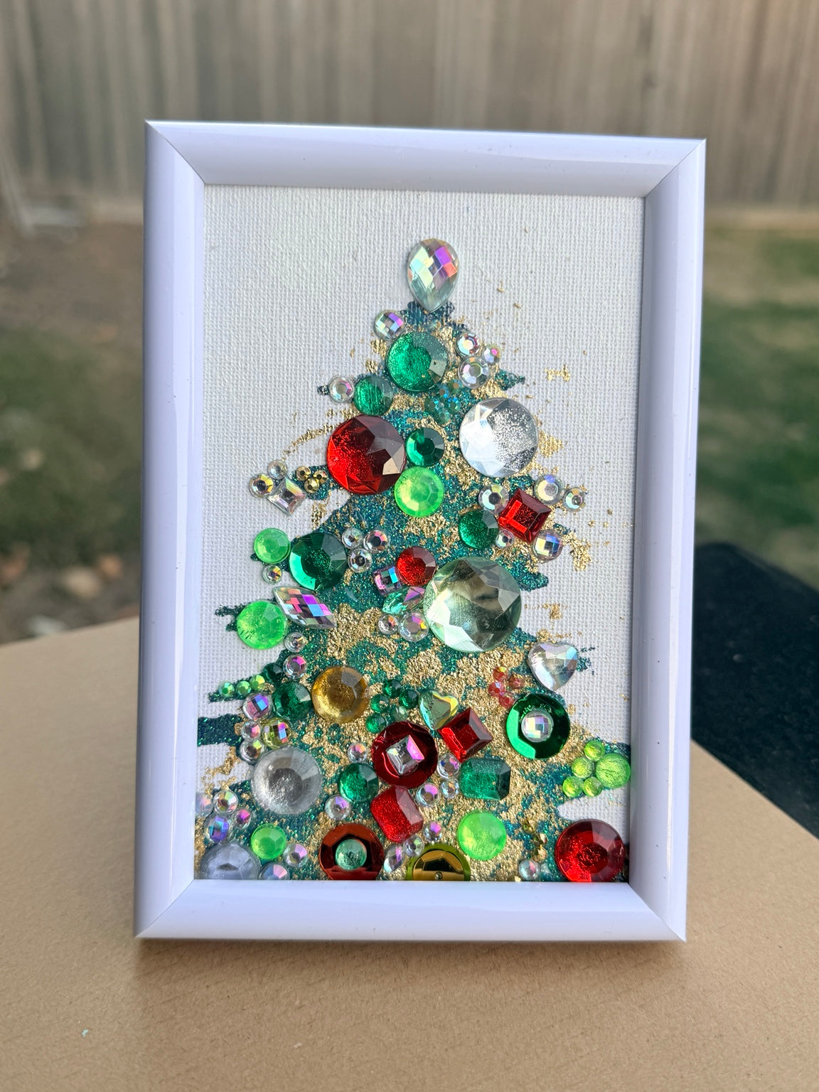 Home for Christmas gemstone painting by Sam Glenn, original