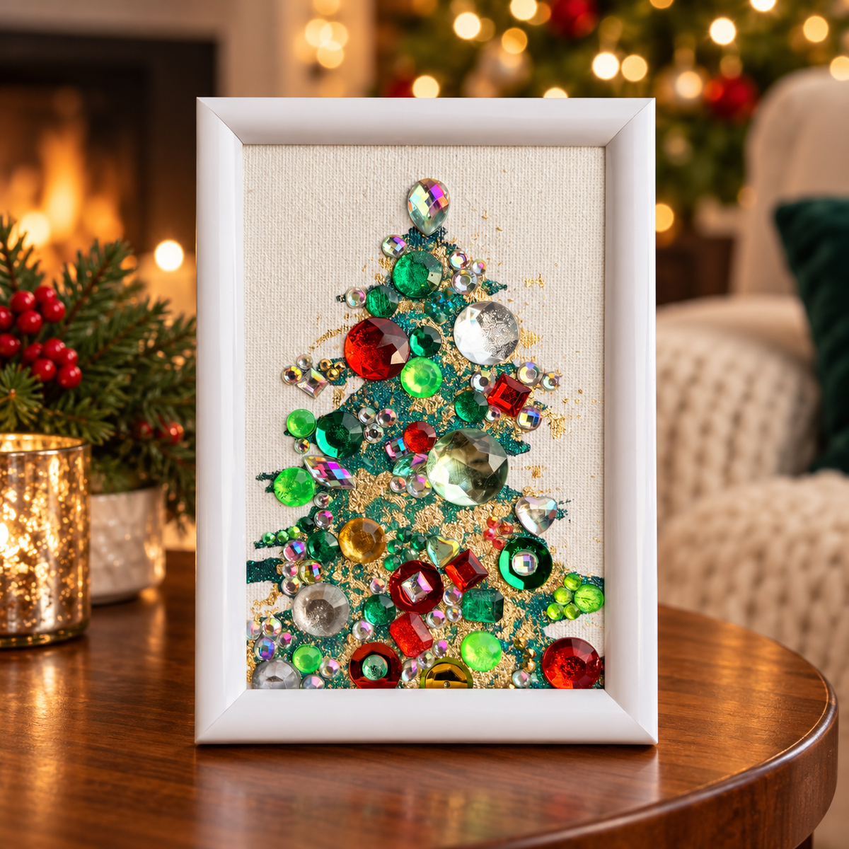 Home for Christmas gemstone painting by Sam Glenn, home