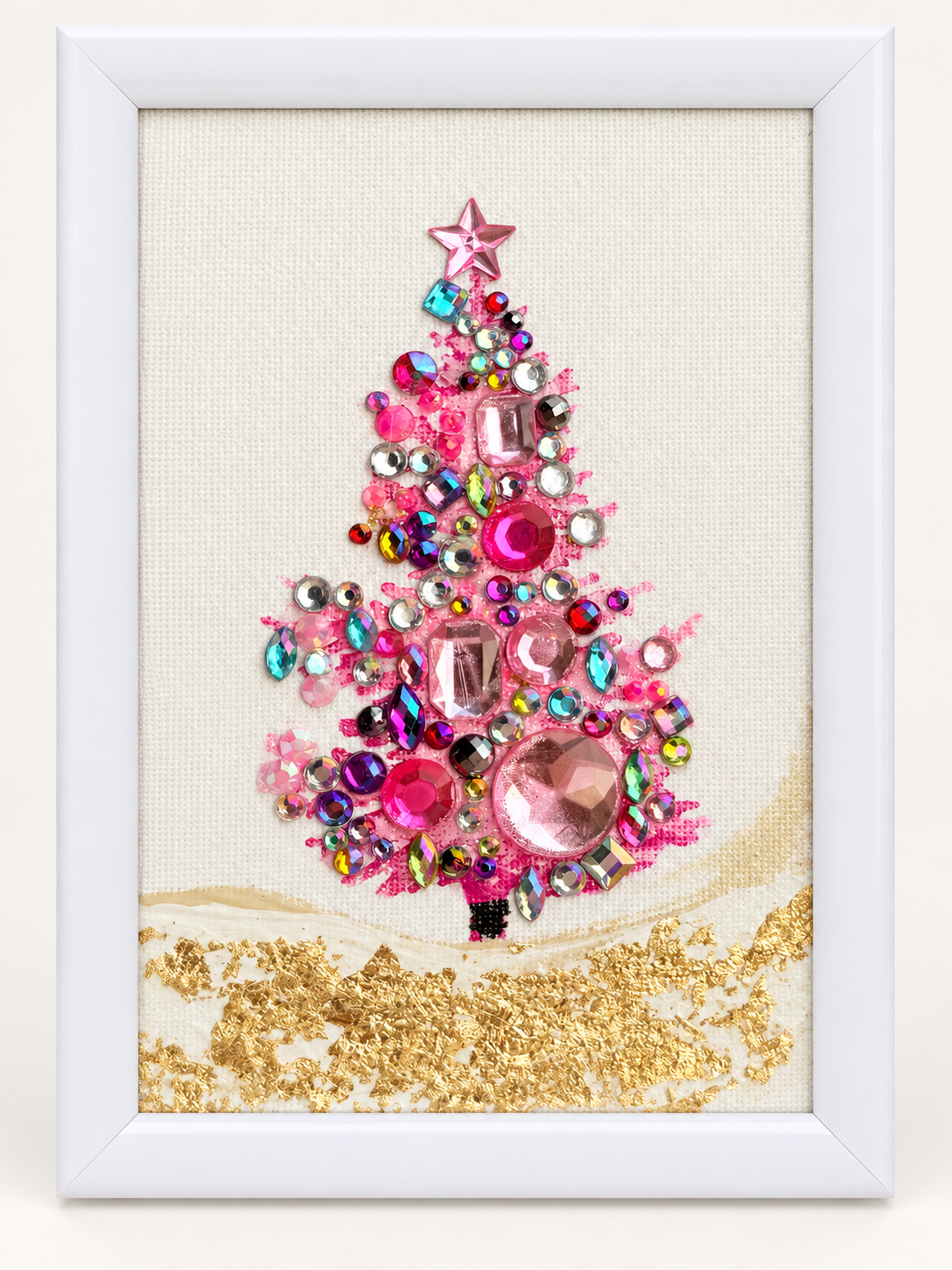 Pink Christmas Wishes gemstone tree by Sam Glenn, clean